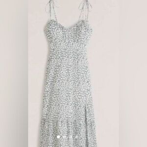 Tie-strap ruched midi dress